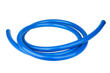 blue rubber hose isolated on white background - obrazy, fototapety, plakaty