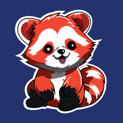 red panda cartoon sticker for prints