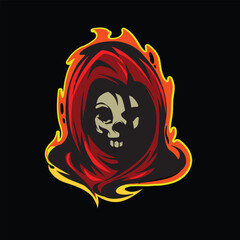 Skull Reaper Esports Logo Mascot Vector Illustration, inferno skull
