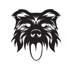 dog head logo, dog head black and white bw two colors.