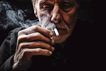 Foto op Canvas Smoking addiction. Stop smoking concept. Lung cancer and consequences of smoking. Final cigarette stubbed out, end of smoking © VisualProduction
