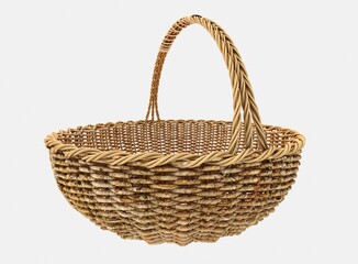 Fototapeta na wymiar Empty wicker picnic basket on white background.