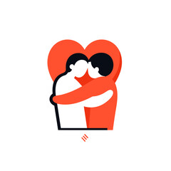 romance vector icon in minimalistic, black and red line work, japan web
