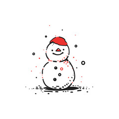 Snow vector icon in minimalistic, black and red line work, japan web