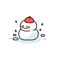 Snow vector icon in minimalistic, black and red line work, japan web - obrazy, fototapety, plakaty