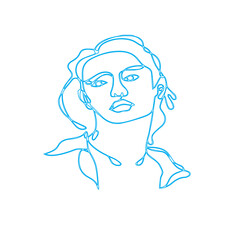 girl face abstract continuous line. beautiful girl outline image in vector illustration on isolated background. 