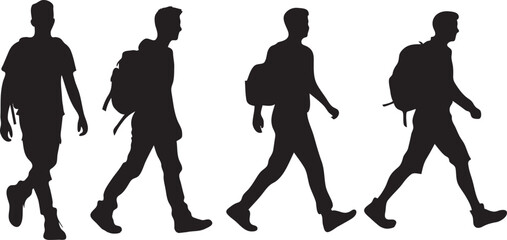 Silhouette of a person with backpack tracking