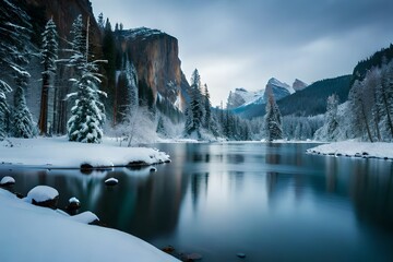 snow covered mountains