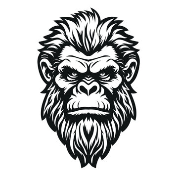Bigfoot head, yeti head, vector illustration on a white background