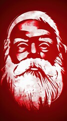 tylized portrait of Santa Claus in red and white graffiti street art. Merry Christmas ho ho ho!