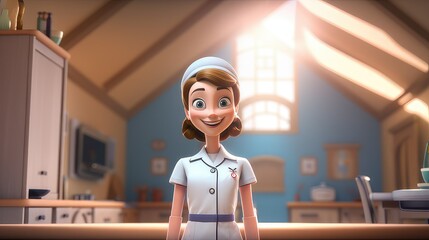3d rendering of a beautiful young nurse.  generative AI - obrazy, fototapety, plakaty