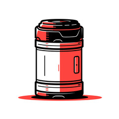 Film canister vector icon in minimalistic, black and red line work, japan web