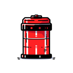 Film canister vector icon in minimalistic, black and red line work, japan web