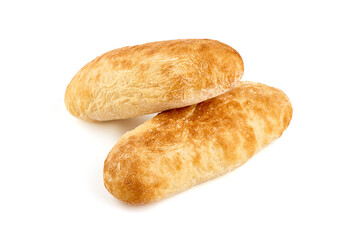 Fresh bread loaves, isolated on white background.