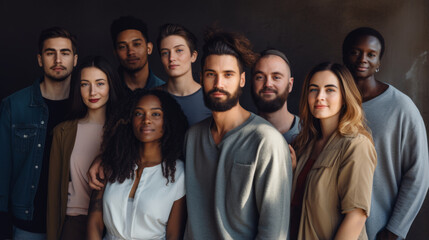 Portrait of a group of multiethnic people standing together. - obrazy, fototapety, plakaty