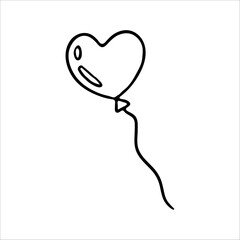 Single hand-drawn balloon illustration for greeting cards, posters, party decorations, and designs. Isolated on a white background. Doodle vector illustration.