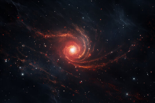 Beautiful space background. Image of a red galaxy.