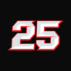 Number Racing 25 Design Vector