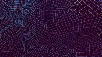 Futuristic grid wave, cyber technology, big data. Design. Light blue squared grid on a pink background.