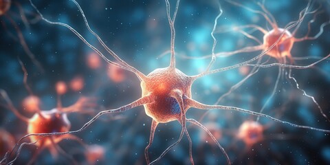 AI Generated. AI Generative. Brain cells human mind anatomy medicine background. Graphic Art