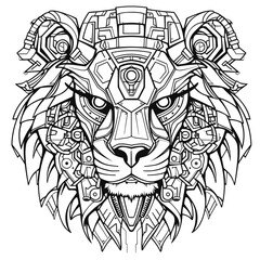 Robot Animal Universe. Coloring books for children and adults as well as tattoo sketches. 