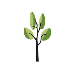 Green summer forest tree flat vector icon.