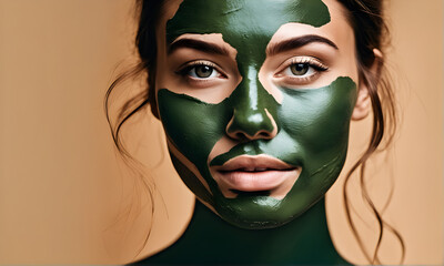 skin beauty concept woman using cosmetic facial mask