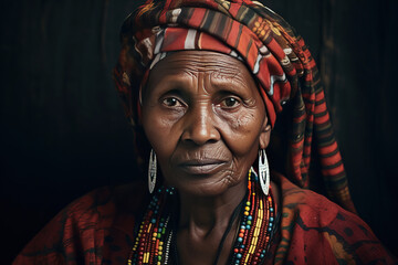 Obraz premium Portrait of an elderly African woman in national dress