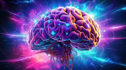 Fototapeta premium human brain synapse scan illustration science background, idea technology, system abstract human brain synapse scan