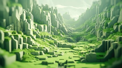 abstract voxel surface landscape illustration 3d nature, game earth, geometric perspective abstract...