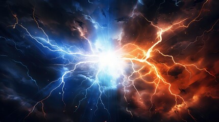 explosion lightning collision powerful illustration electric background, power light, blast electricity explosion lightning collision powerful
