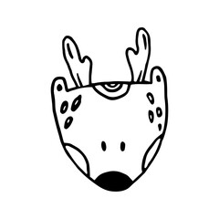 Cute deer in trendy Scandinavian style. Funny, hygge, hand-drawn illustration for poster, banner, print, kids' playroom decor, or greeting card.