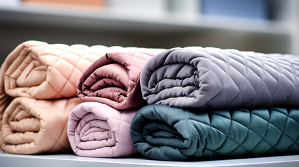 Weighted blankets with different styles and colors, with an emphasis on design. Banner