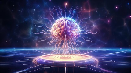 human brain synapse scan illustration science background, idea technology, system abstract human brain synapse scan