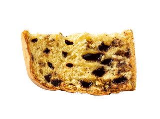 chocottone slice, delicious panettone with chocolate drops, traditional dessert cake. PNG - obrazy, fototapety, plakaty