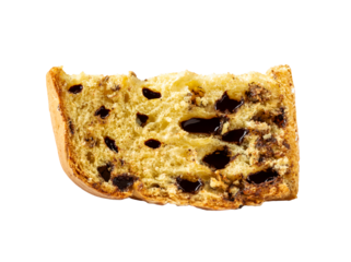 chocottone slice, delicious panettone with chocolate drops, traditional dessert cake. PNG