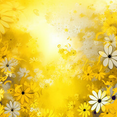 Yellow and White Flowery Abstract Background