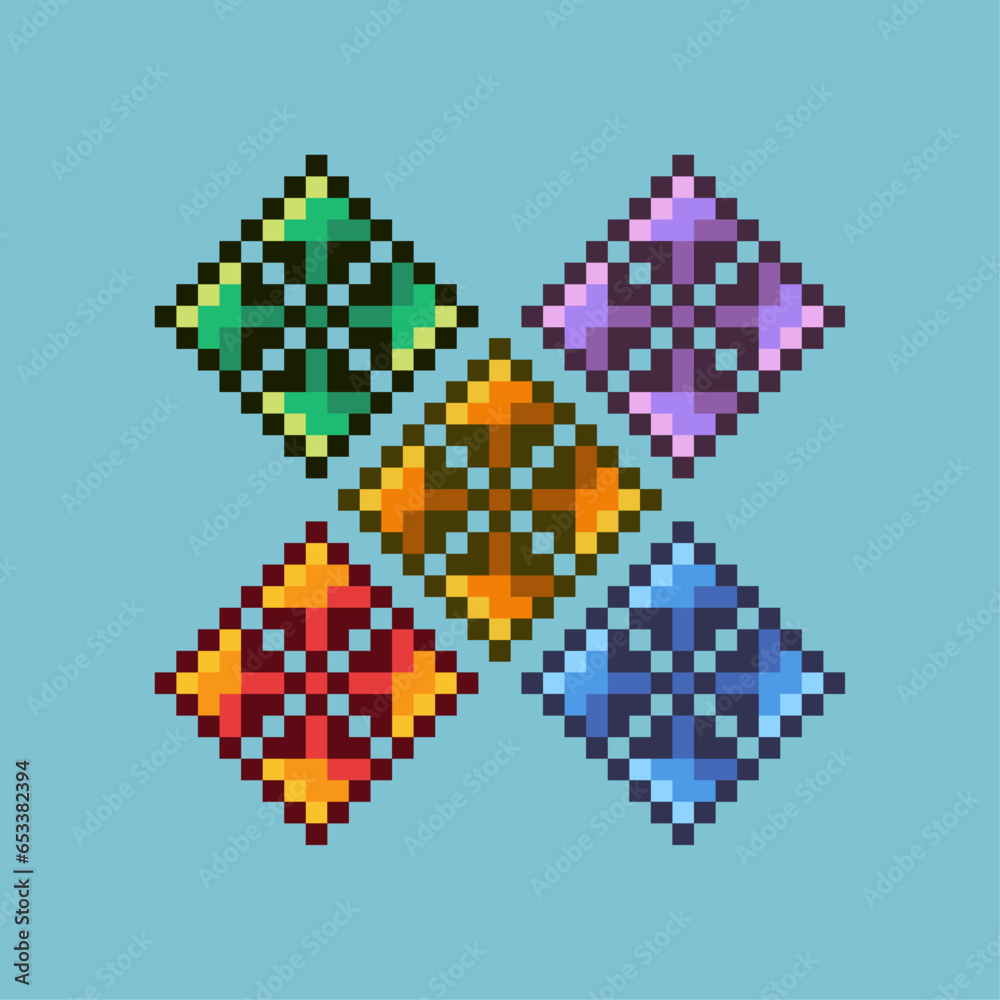 Fototapete pixel art sets of arrow cursor direction with variation color item asset simple bits of cursor on pi