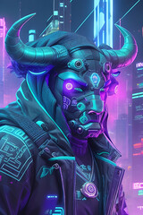 Cyberpunk bull Generated Ai