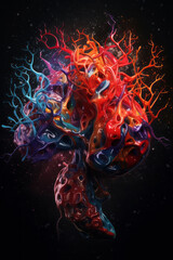 Cerebro colorido, imagen de cerebro futurista abstracto. - obrazy, fototapety, plakaty