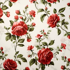 Poster seamless pattern with red roses,ross,floral,nature,leaf,plant,Ai generated  © Quranmeri