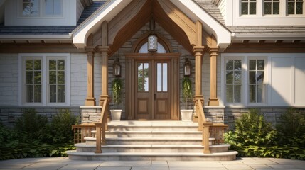Fototapeta na wymiar Main entrance wooden door at house. 