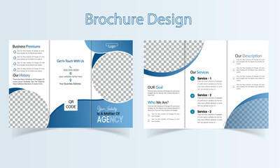  Modern Corporate Brochure design  template .Modern, Creative and Professional tri fold brochure vector design. Simple and minimalist promotion layout with blue color. 