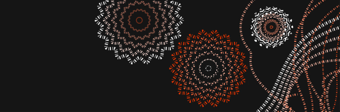 Black Background With Abstract Dot Mandala