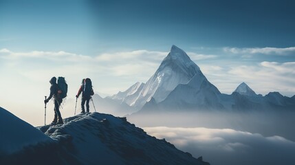 Everest in the snow - obrazy, fototapety, plakaty