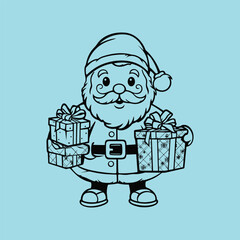 
vector santa claus line drawing
