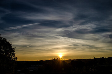 Sunrise over a city in Germany