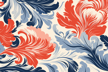 Ruffled floral pattern, wallpaper, background, hand-drawn cartoon Illustrations in minimalist vector style