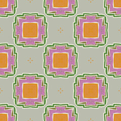 Southwestern Design, Geometric Chalk Texture, Vector Seamless Repeating Pattern Tile 