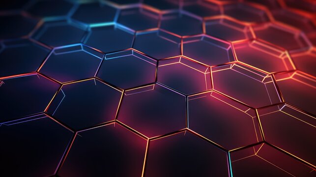 digital hexagon grid network illustration tech futuristic, texture data, shape polygon digital hexagon grid network © sevector